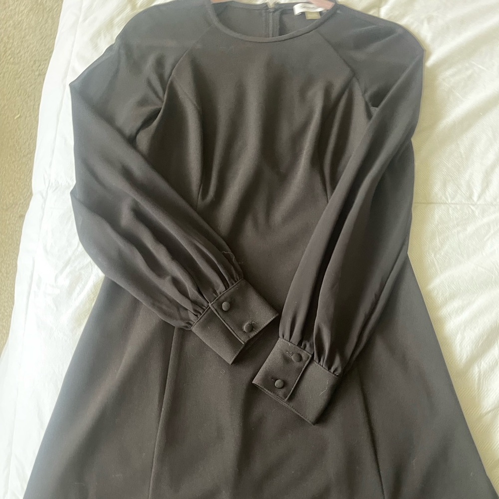 Black long sleeve dress knee length